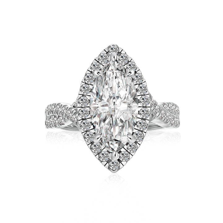 S925 Moissanite 3.0Ct White Marquise Cut Halo Engagement Ring 925 Sterling Silver Promise Ring For Women