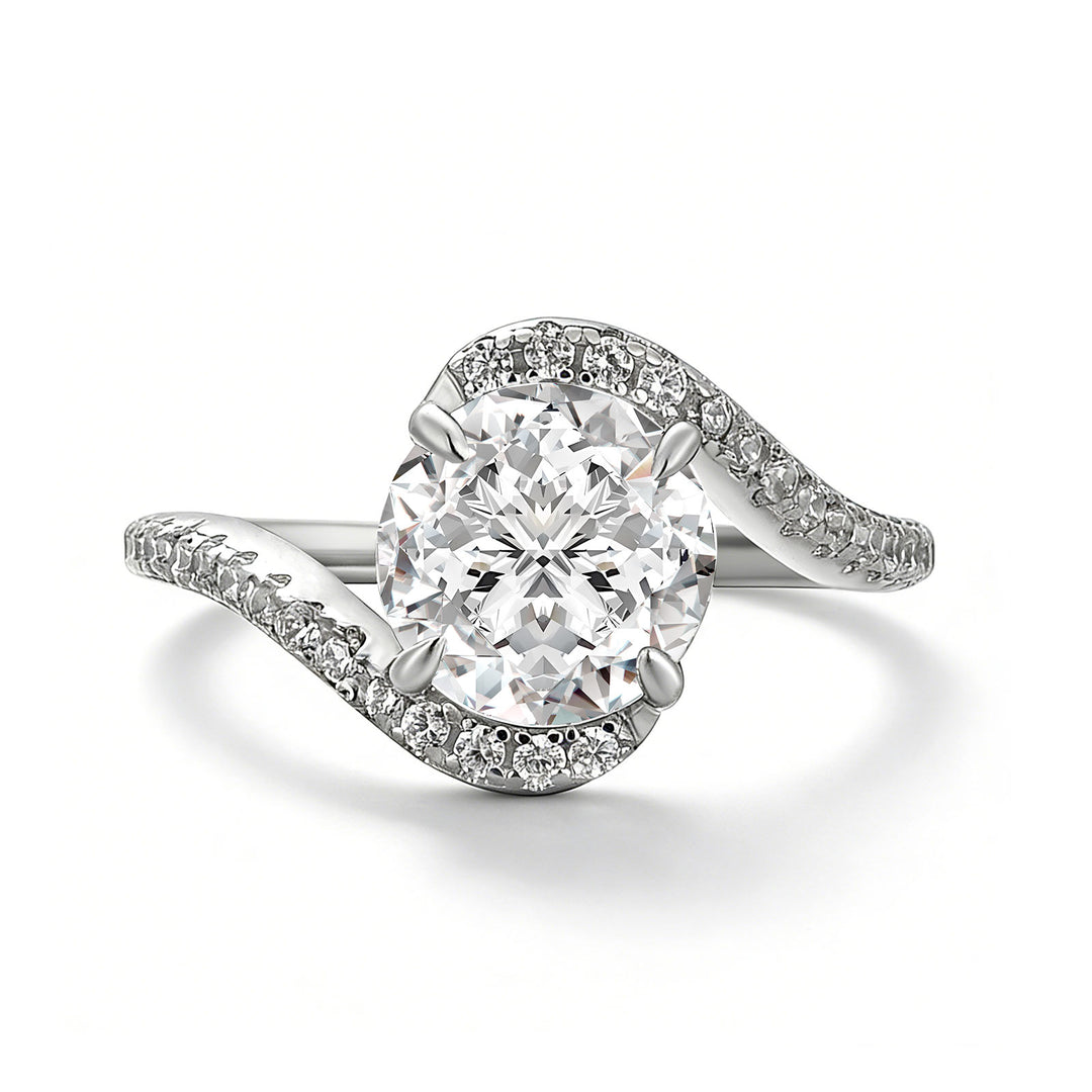 2.0Ct Round Cut Moissanite Twist Engagement Ring with S925
