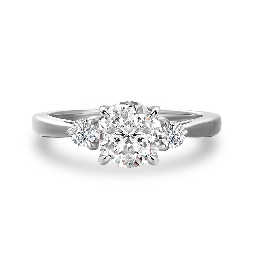 1.0Ct Three Stone Round Cut Moissanite Ring in S925 Sterling Silver