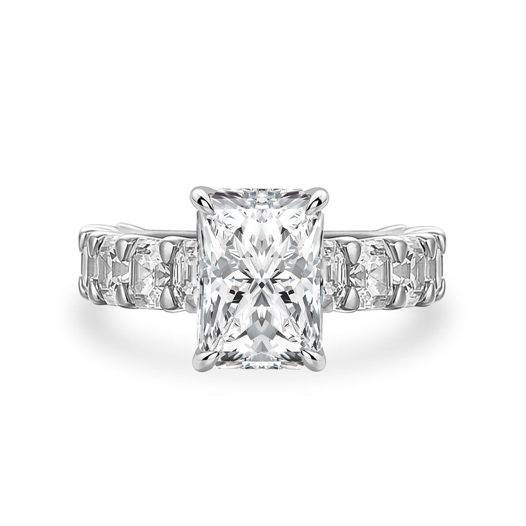 Moissanite 3.5Ct Radiant Cut Engagement Ring with 3.0Ct Radiant Cut Band