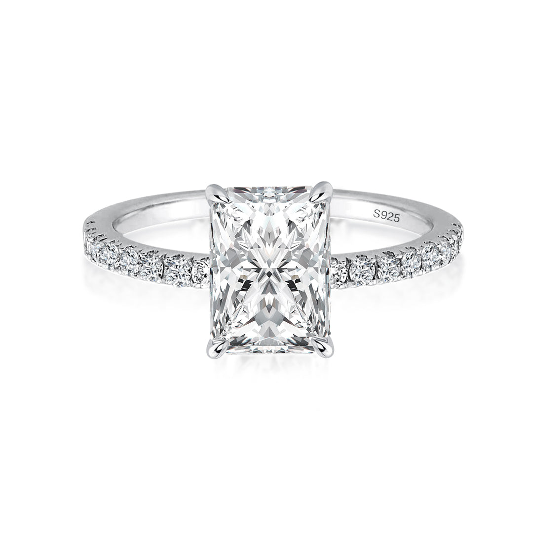 Rodiffy Moissanite 1.0Ct Radiant Cut White Gold Engagement Ring For Women