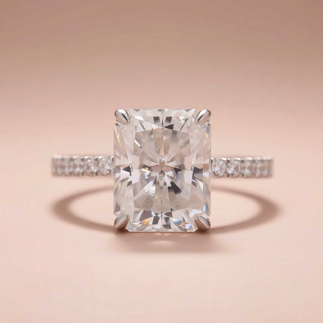 Rodiffy Moissanite 1.0 Ct~4.0 Ct Radiant Cut White Gold Engagement Ring For Women