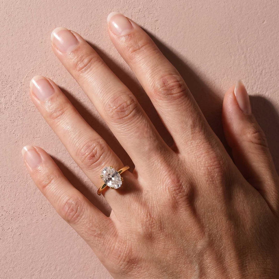 Rodiffy S925 Moissanite Solitaire 3.0Ct Oval Cut Yellow Gold Engagement Ring in Sterling Silver