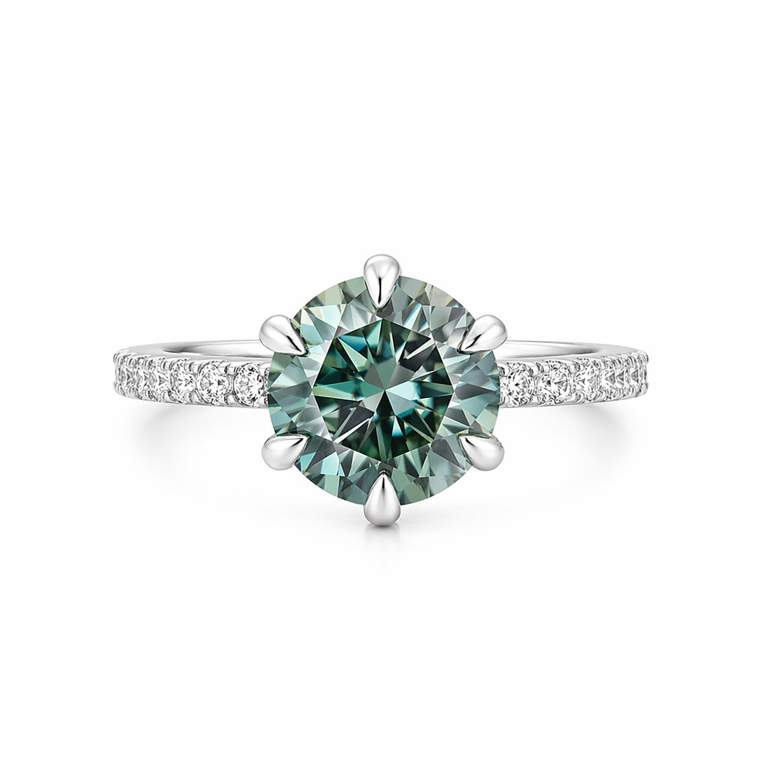 Rodiffy Moissanite 3.0Ct Round Cut 6 Prong White Gold Promise Rings For Women