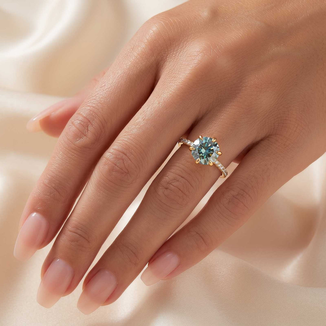 Rodiffy Moissanite 3.0Ct Round Cut 6 Prong White Gold/Yellow Gold Promise Rings For Women