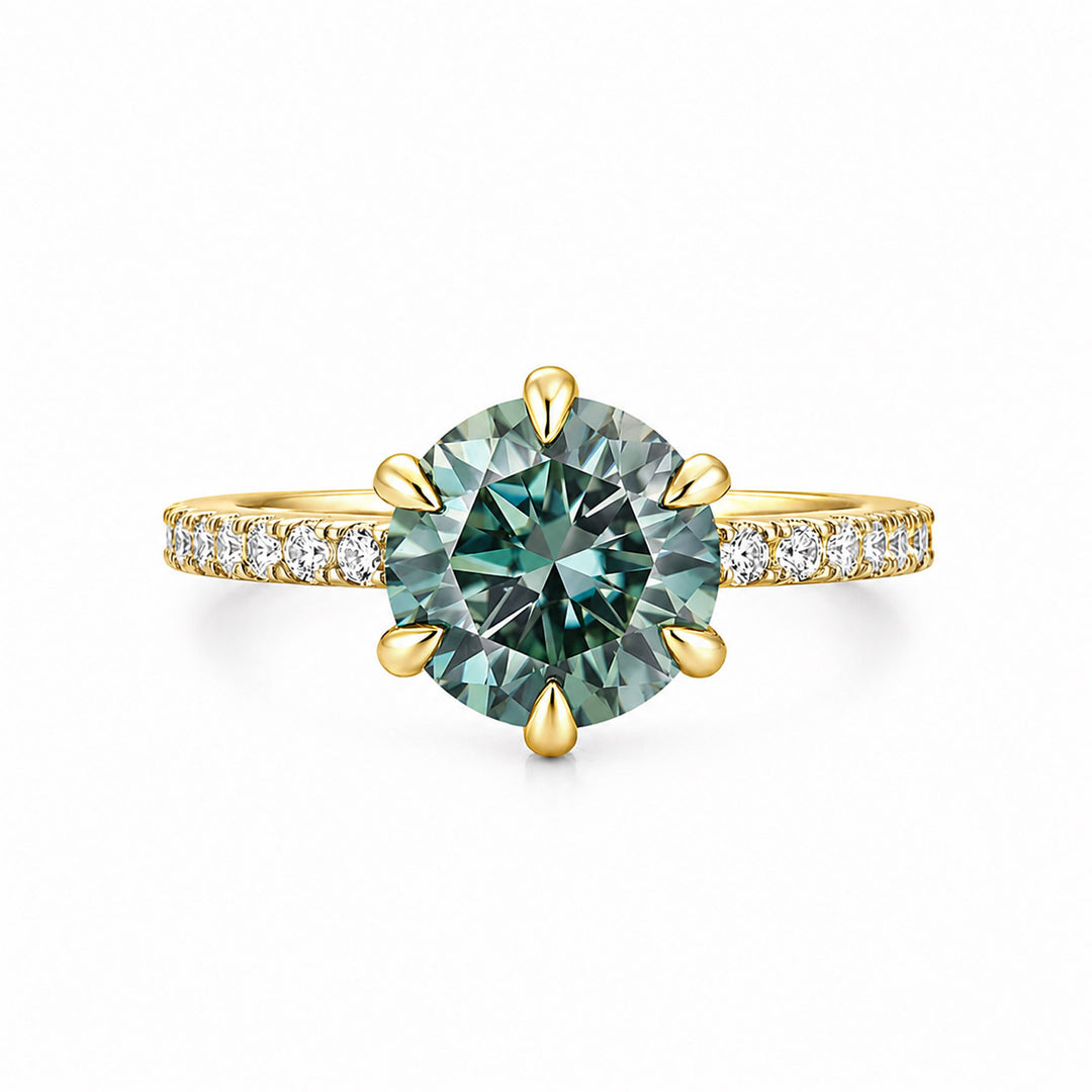 Rodiffy Moissanite 3.0Ct Round Cut 6 Prong White Gold/Yellow Gold Promise Rings For Women