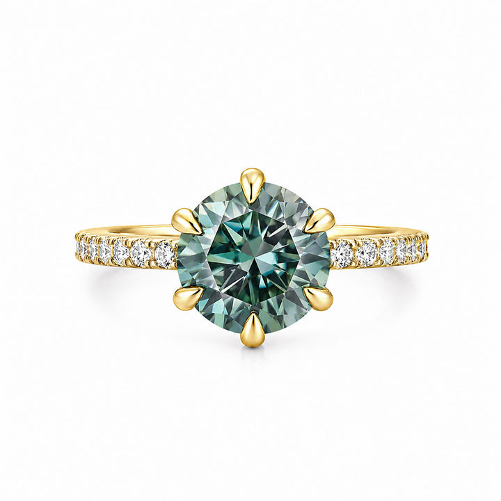 Rodiffy Moissanite 3.0Ct Round Cut 6 Prong White Gold/Yellow Gold Promise Rings For Women