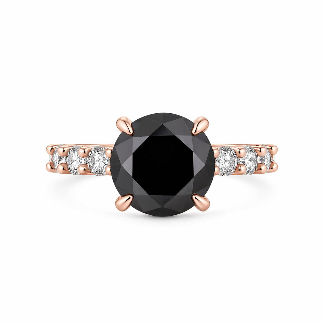 Rodiffy Black Moissanite Stone 4.0 Ct Round Cut Rose Gold Engagement Ring