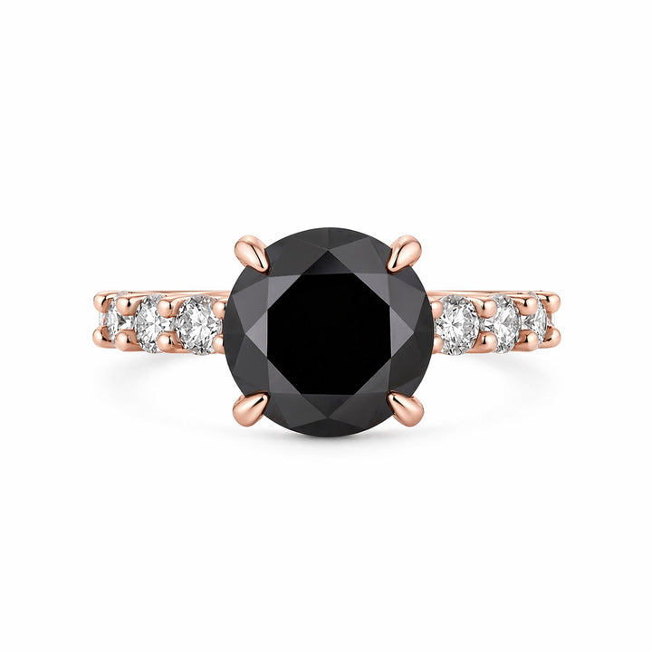 Rodiffy Black Moissanite Stone 4.0 Ct Round Cut Rose Gold Engagement Ring