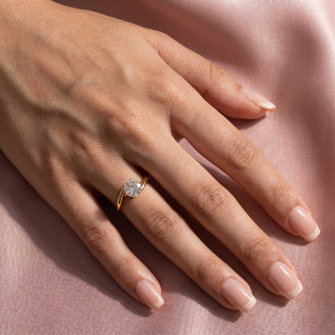S925 Moissanite 1.2Ct Round Cut Solitaire Engagement Ring 18K Yellow Gold in Sterling Silver