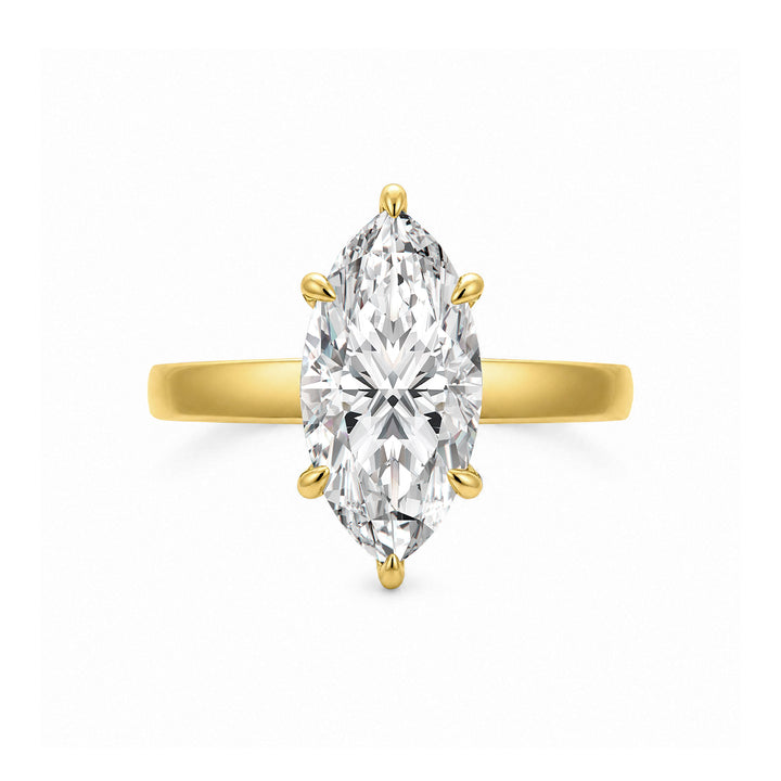 S925 Moissanite Solitaire 3.0Ct Marquise Cut Yellow Gold Engagement Ring