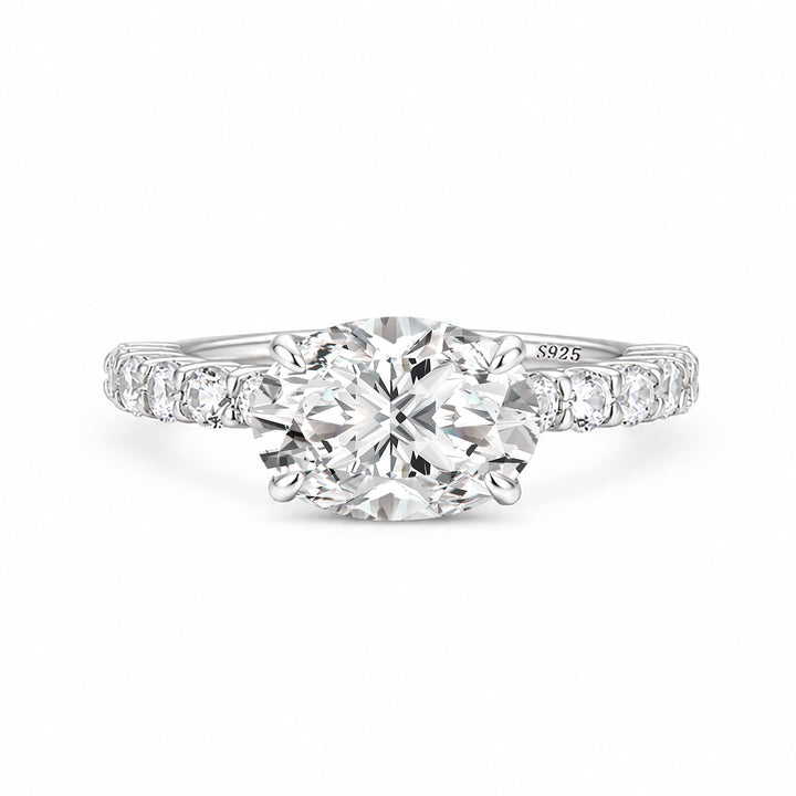 S925 Moissanite 2.25Ct Oval Cut Hidden Halo Engagement Ring in 18K White Gold Sterling Silver