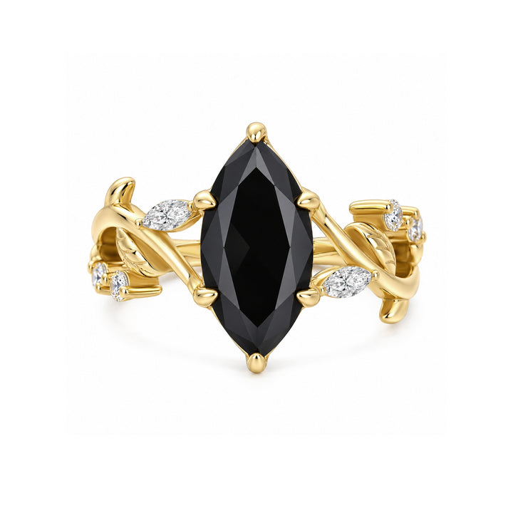 Moissanite 3.0Ct Black Marquise Vintage Nature-Inspired Promise Ring