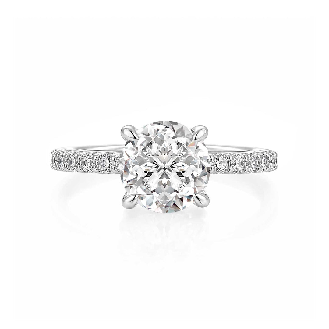 S925 Moisssanite 2.0Ct Round Cut Partial Side Paving Engagement Ring Travel Ring Women