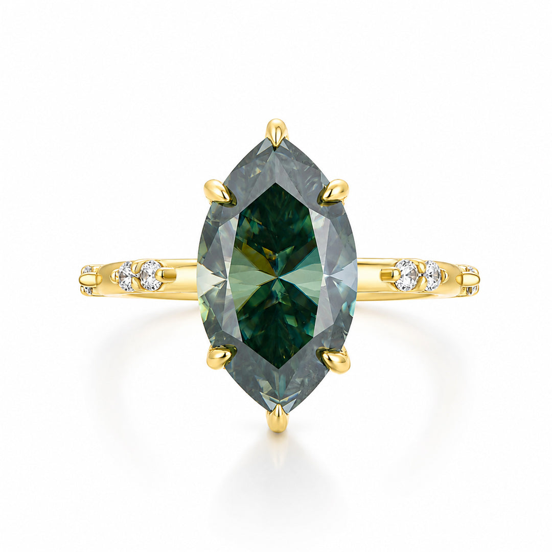 S925 Moissanite 4.0Ct Marquise Cut Green Self-Love Ring For Everyday Wear