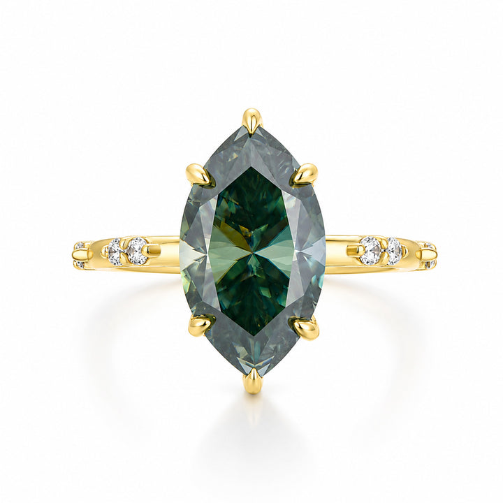 S925 Moissanite 4.0Ct Marquise Cut Green Self-Love Ring For Everyday Wear