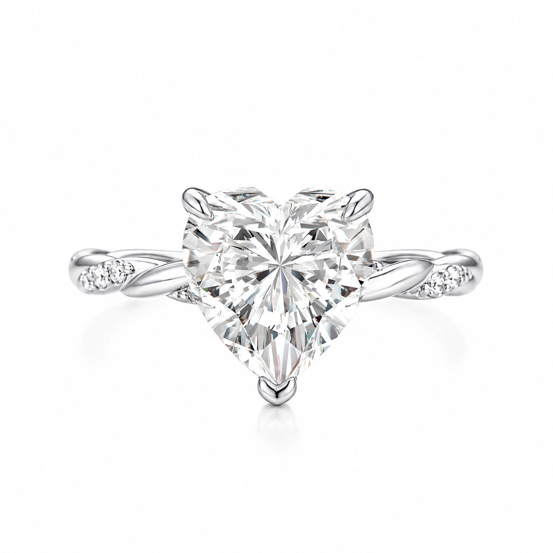 S925 Elegant Moissanite 3.0Ct Heart Cut Twist Romantic Everyday Wearable Ring For Date Nights