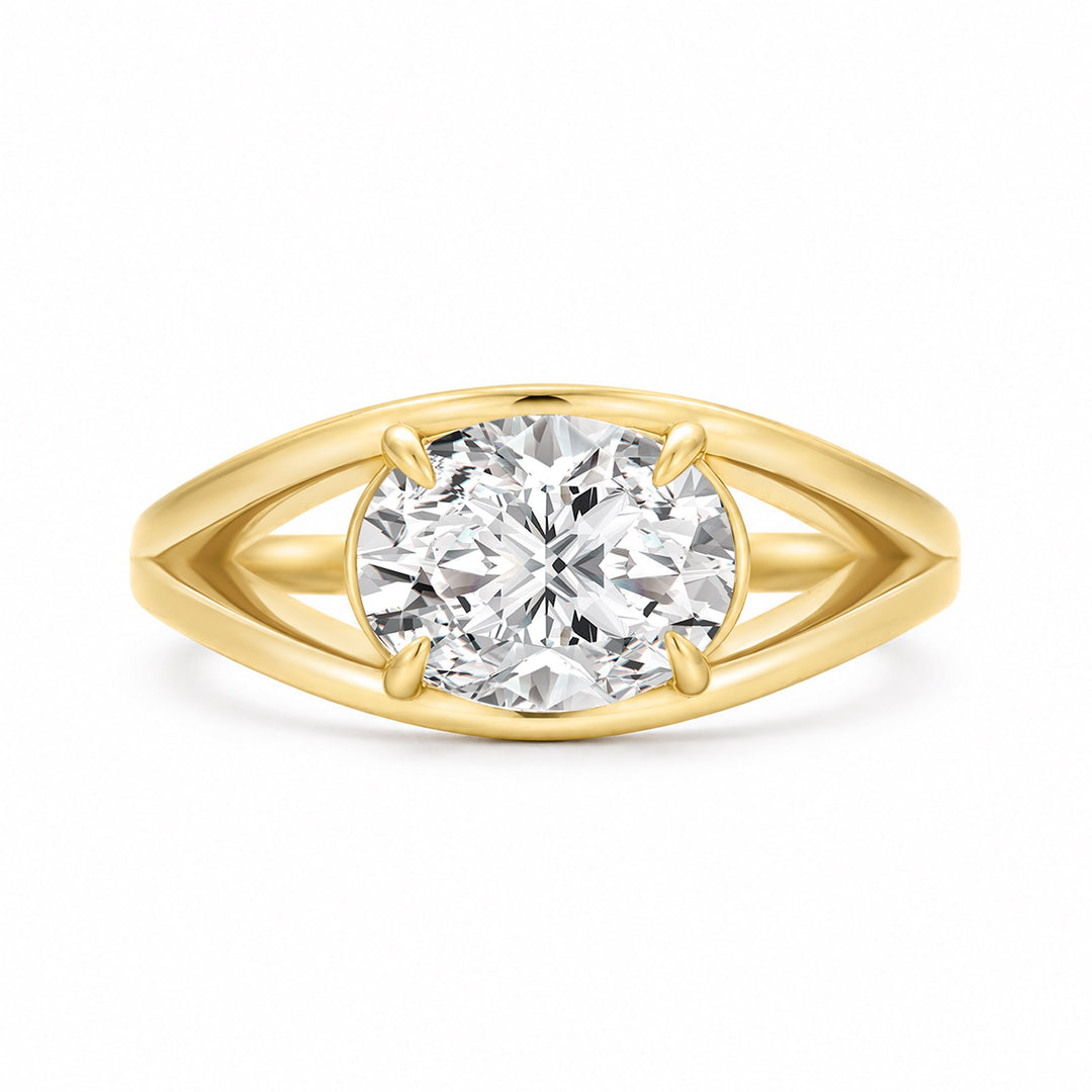 S925 Moissanite 2.0Ct Oval Cut Open Split Shank Travel Ring Everyday Wearable Ring For Her