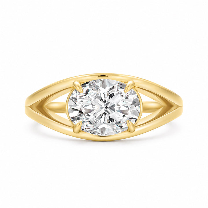 S925 Moissanite 2.0Ct Oval Cut Open Split Shank Travel Ring Everyday Wearable Ring For Her