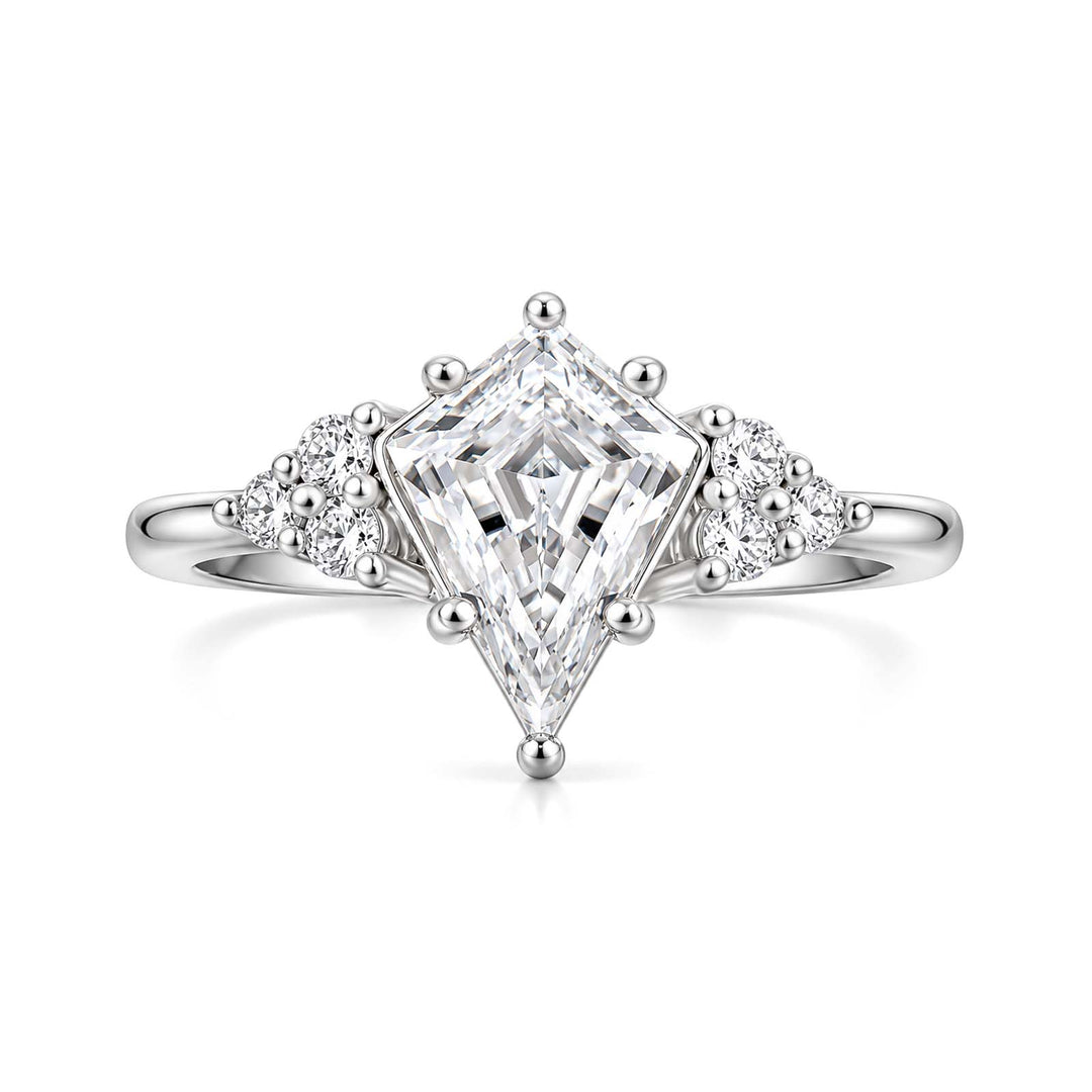 Moissanite 2.2Ct Kite Cut Side Stones Engagement Ring In Sterling Silver