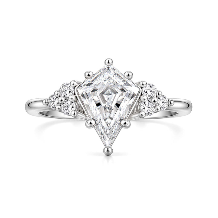Moissanite 2.2Ct Kite Cut Side Stones Engagement Ring In Sterling Silver