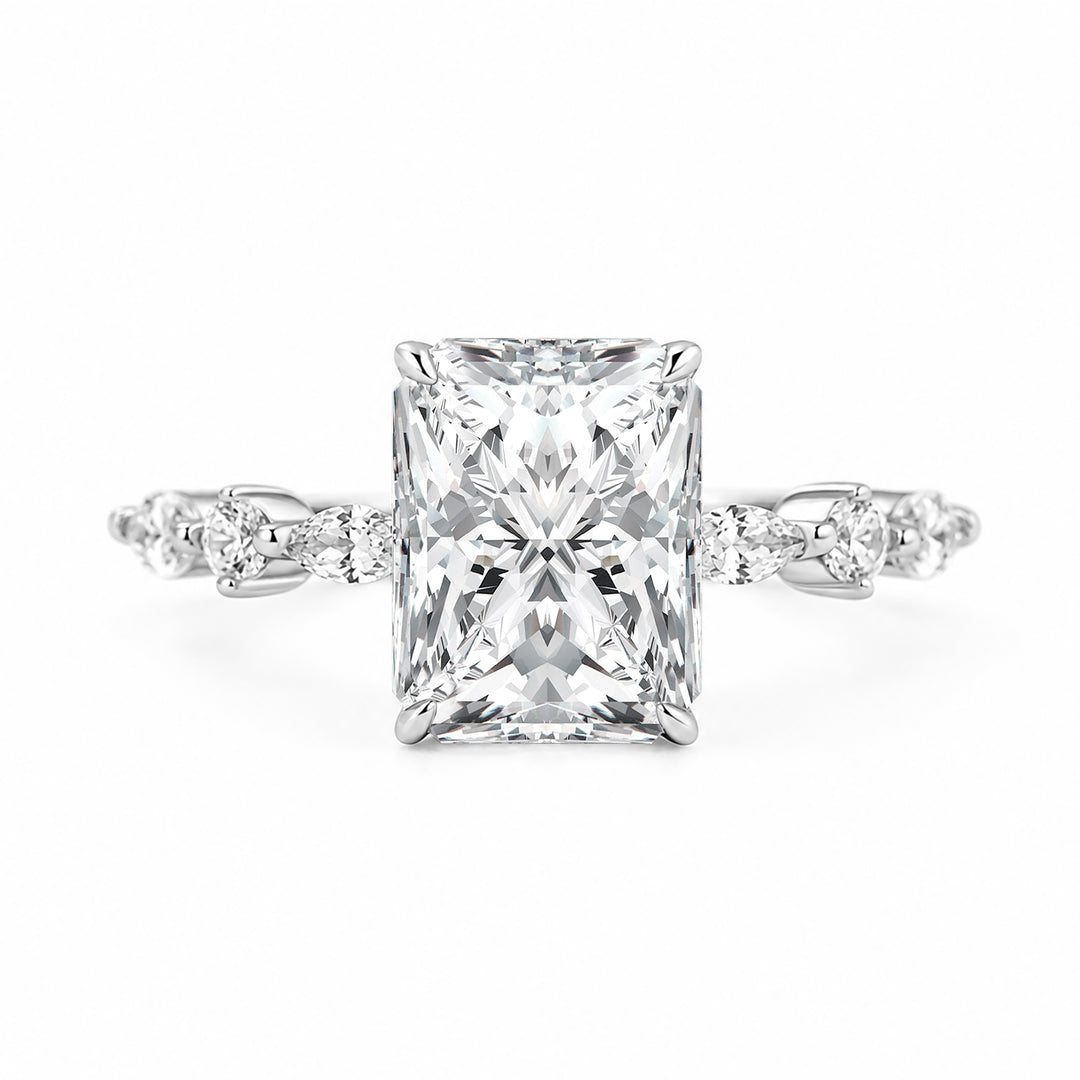 Moissanite 3.0Ct Radiant Cut Side Stone Everyday Wearable Ring For Women
