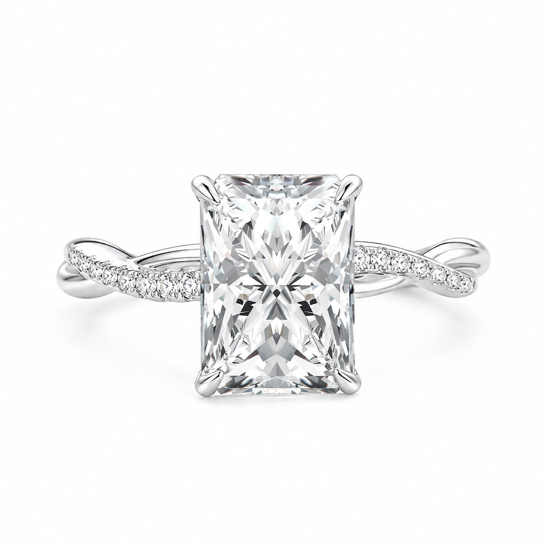 Moissanite 3.5Ct Radiant Twist Promise Ring In 925 Sterling Silver