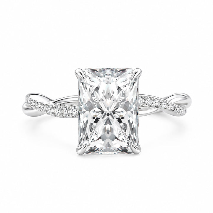 Moissanite 3.5Ct Radiant Twist Promise Ring In 925 Sterling Silver