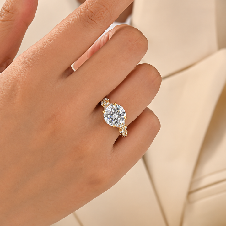 Moissanite 4.0Ct Round Cut Vintage Nature-Inspired Anniversary Ring