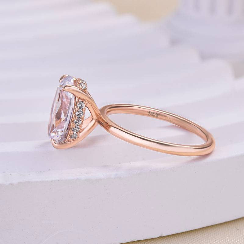 Rodiffy Moissanite 4.0 Ct Oval Cut Rose Gold Promise Ring For Women