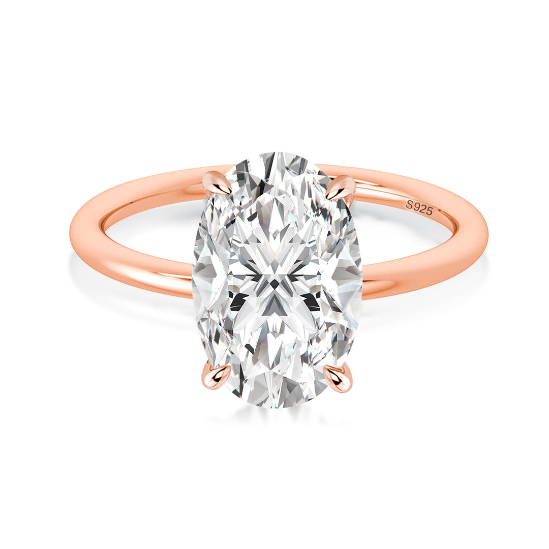 Rodiffy Moissanite 4.0 Ct Oval Cut Rose Gold Promise Ring For Women