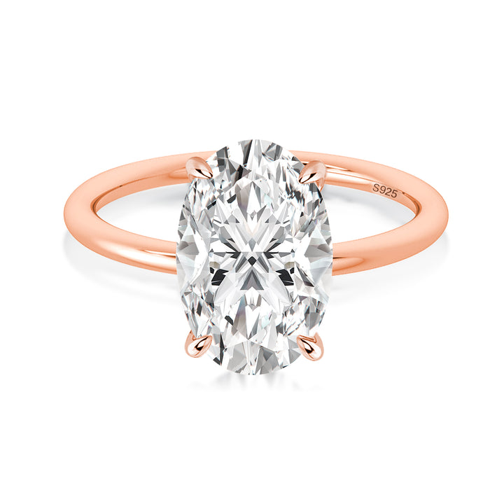 Rodiffy Moissanite 4.0 Ct Oval Cut Rose Gold Promise Ring For Women