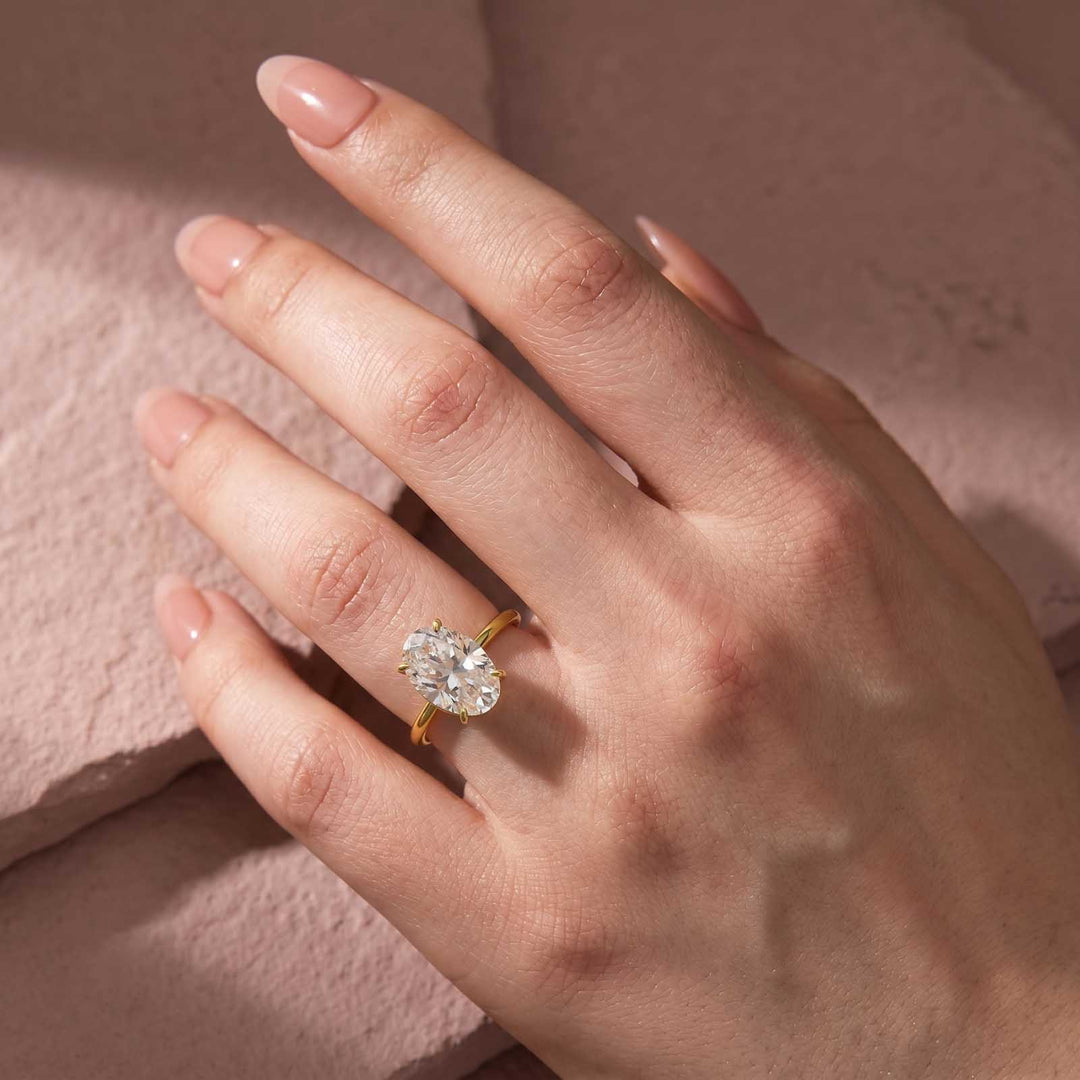 Rodiffy Moissanite 2.0 Ct ～5.5 Ct Oval Cut Yellow Gold Promise Ring For Women