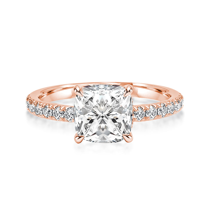 Rodiffy Moissanite 2.0 Ct Square Cushion Rose Gold Bridal Ring