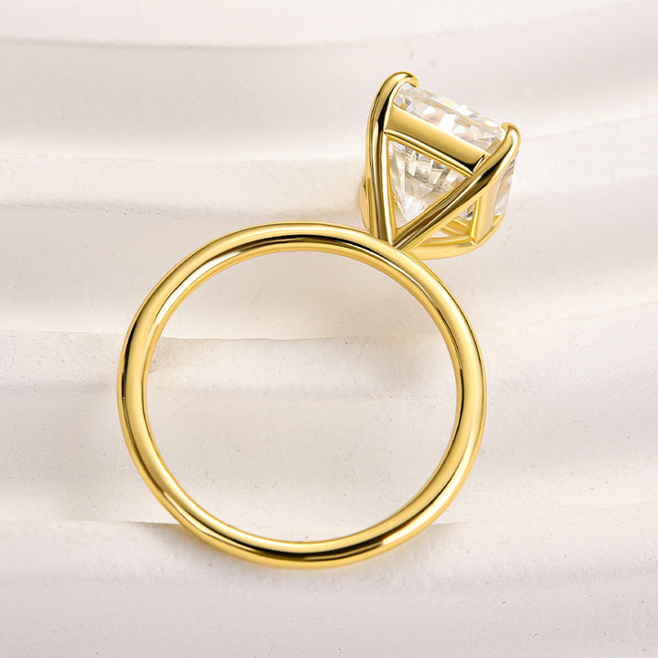 Rodiffy Moissanite 3.5Ct～4.5 Ct Radiant Cut Yellow Gold Engagement Ring