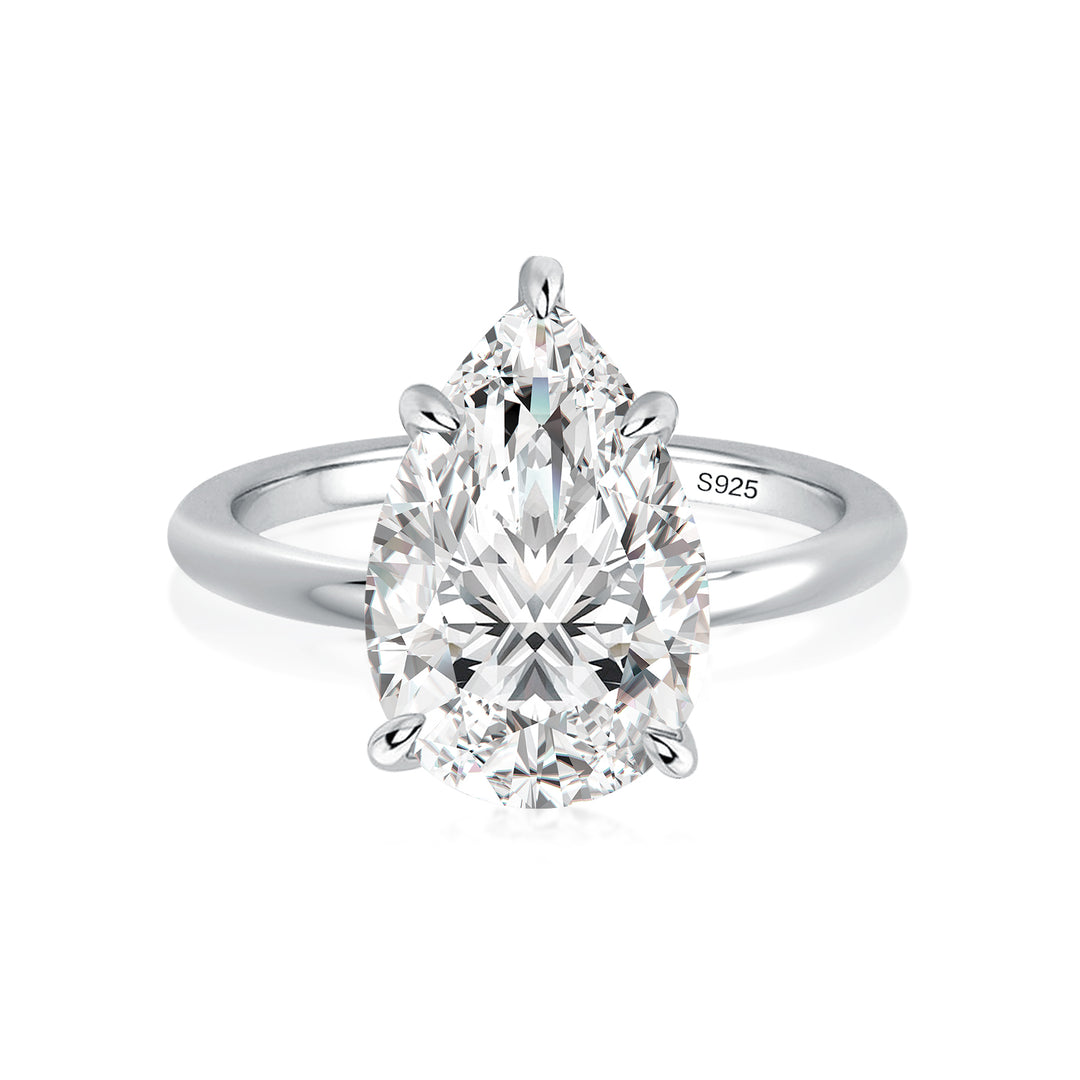 Rodiffy Moissanite S925 Solitaire 4.0Ct Pear Cut White Gold Engagement Ring For Women