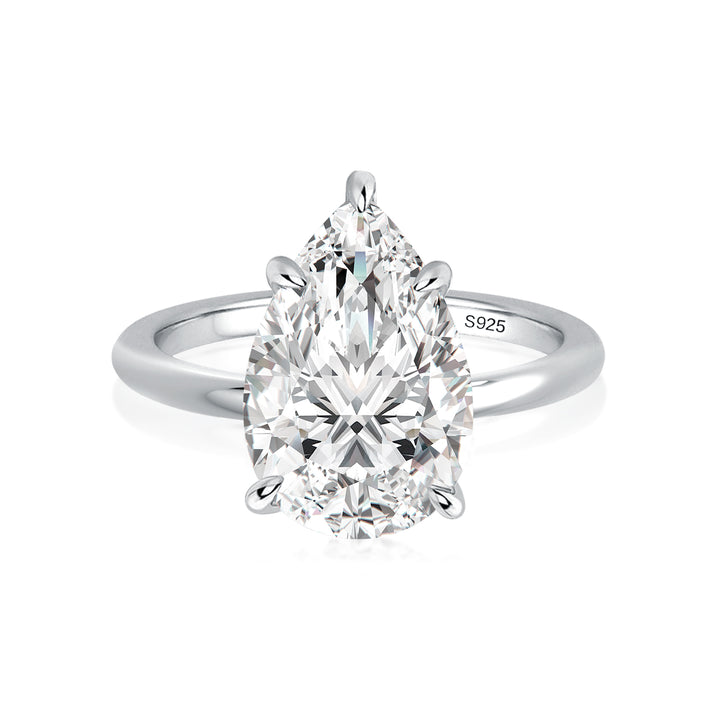 Rodiffy Moissanite S925 Solitaire 4.0Ct Pear Cut White Gold Engagement Ring For Women