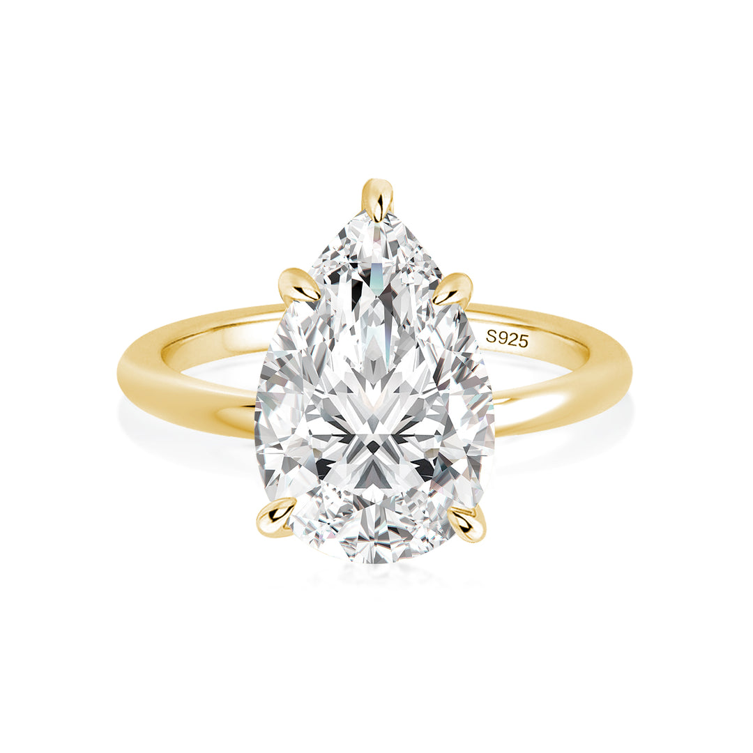 Rodiffy Moissanite 4.0 Ct Pear Cut Yellow Gold Engagement Ring For Women
