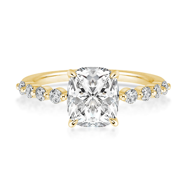 Rodiffy Moissanite 2.0 Ct Yellow Gold Cushion Cut Bridal Ring