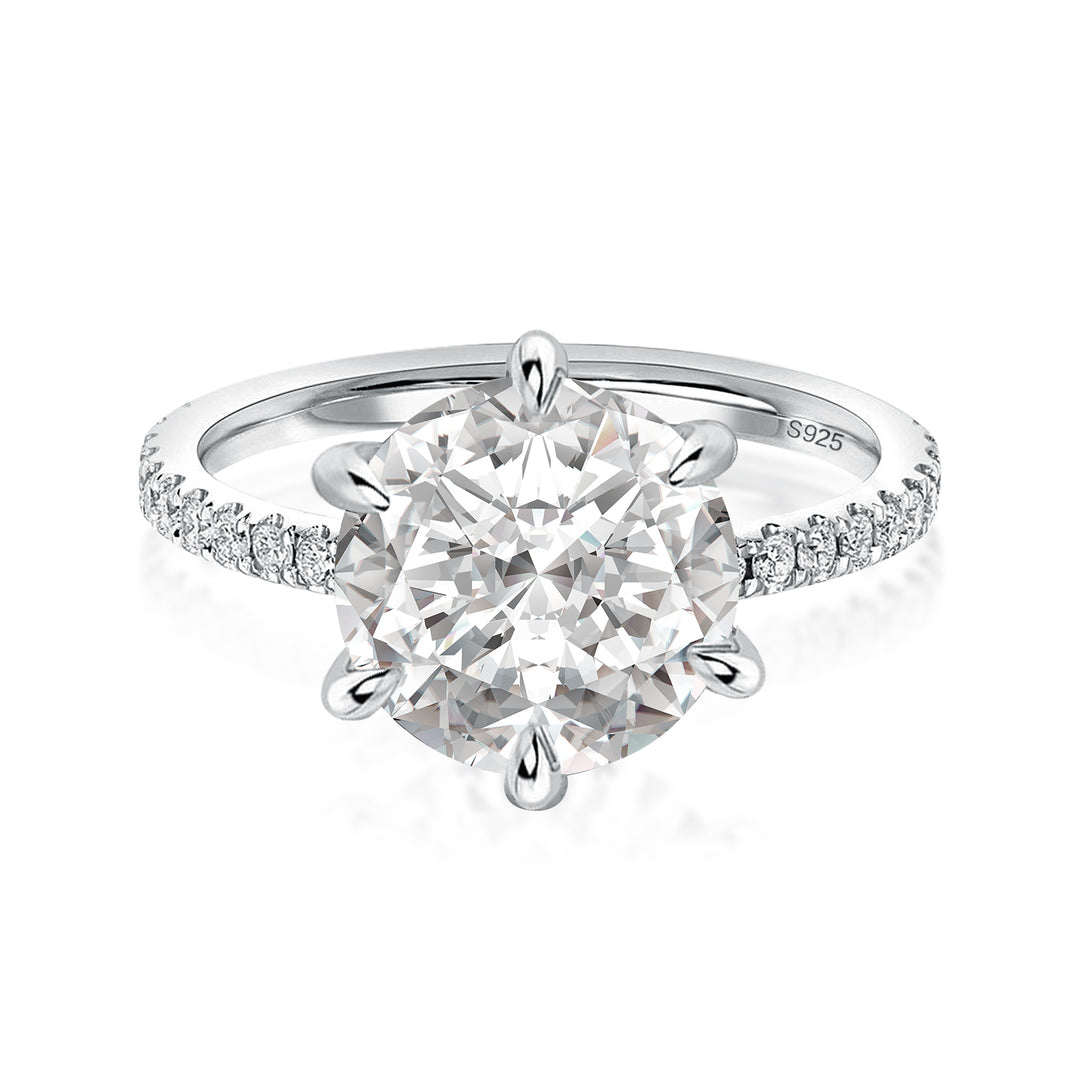 Rodiffy Moissanite 3.0 Ct Round Cut 6 Prong Promise Rings For Women