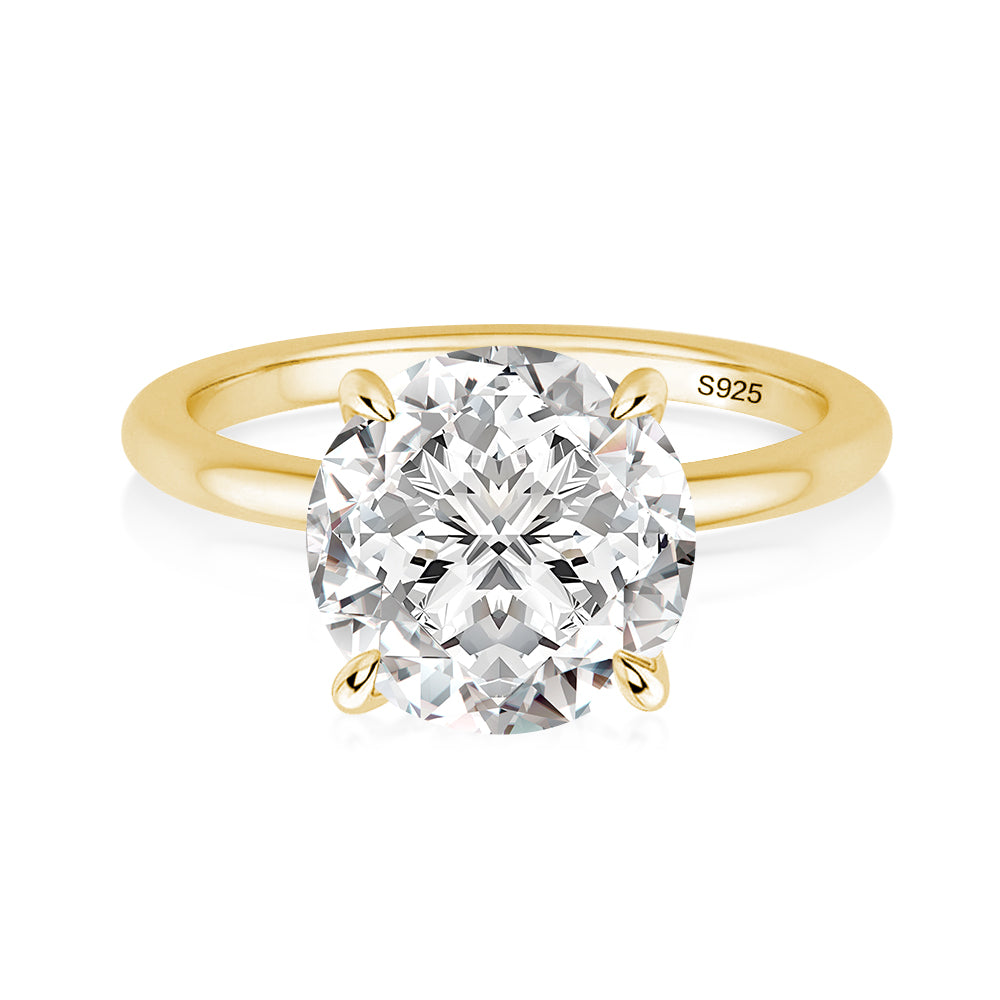 Rodiffy Moissanite 2.0 Ct ~4.0Ct Round Cut Yellow Gold Promise Ring