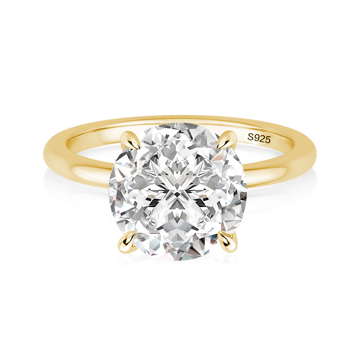Rodiffy Moissanite 2.0 Ct ~4.0Ct Round Cut Yellow Gold Promise Ring