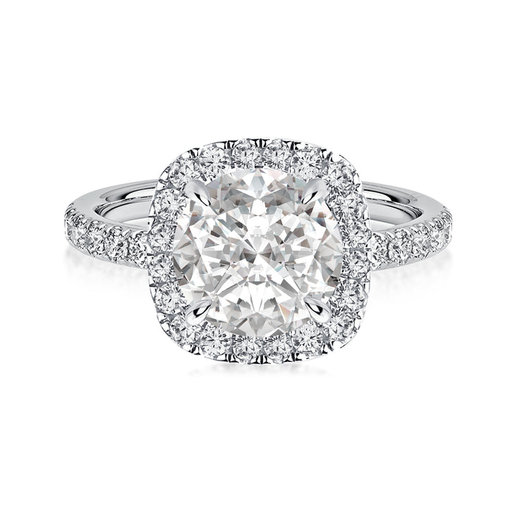 Rodiffy Moissanite 2.0 Ct Halo Round Cut White Gold Promise Ring