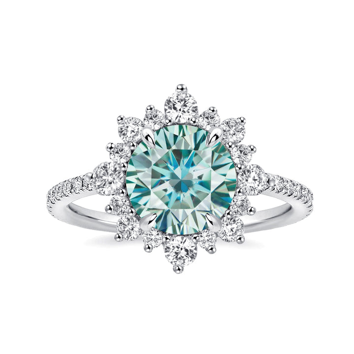 Rodiffy Moissanite 2.0 Ct Turquoise Snowflake Design Travel Ring