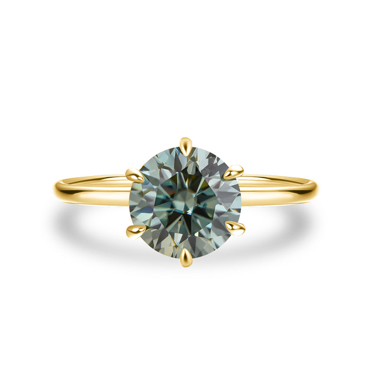 Rodiffy Moissanite 2.0 Ct Round Cut Paraiba Tourmaline Engagement Ring