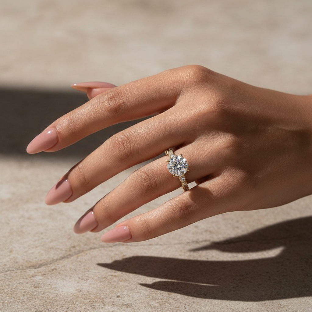 Rodiffy Moissanite 2.0Ct~4.0 Ct Round Engagement Ring - 4 Prong Setting