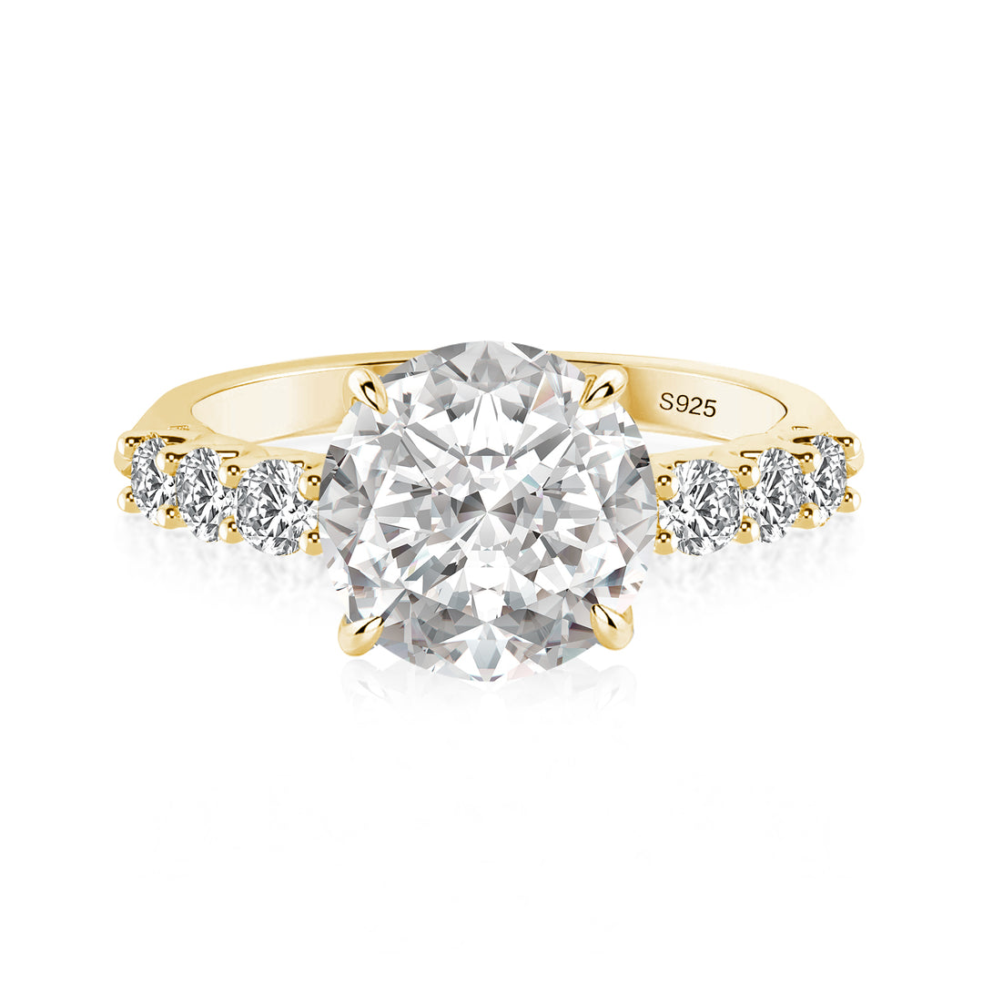 Rodiffy Moissanite 4.0 Ct Round Yellow Gold Engagement Ring