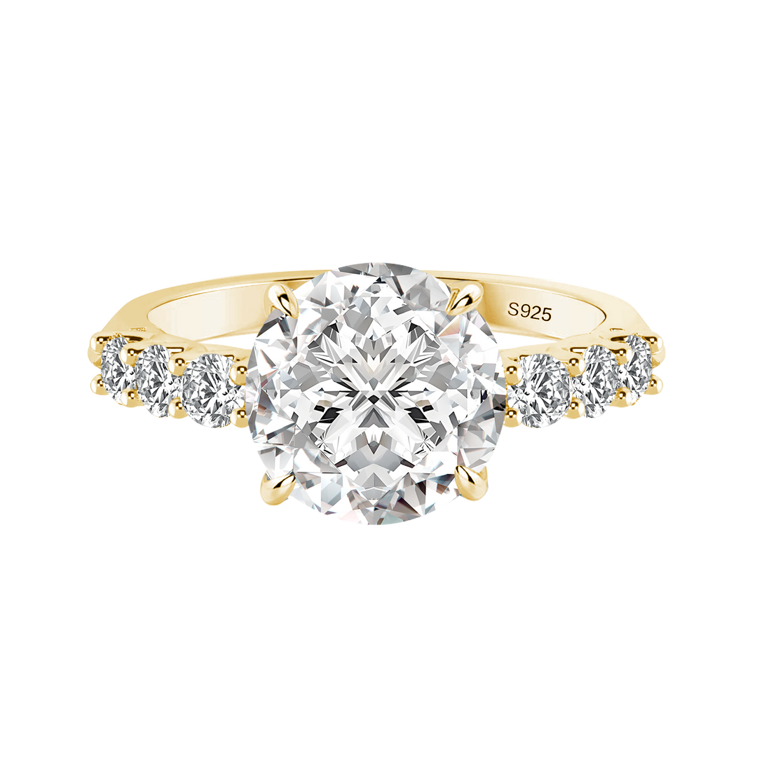 Rodiffy Moissanite 2.0Ct~4.0 Ct Round Yellow Gold Engagement Ring