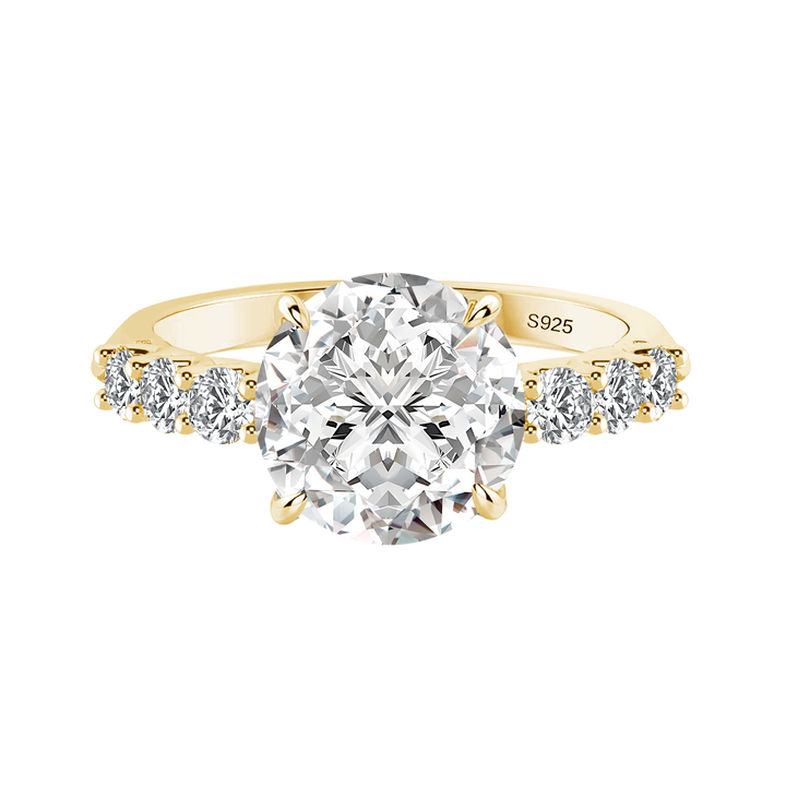 Rodiffy Moissanite 2.0Ct~4.0 Ct Round Yellow Gold Engagement Ring