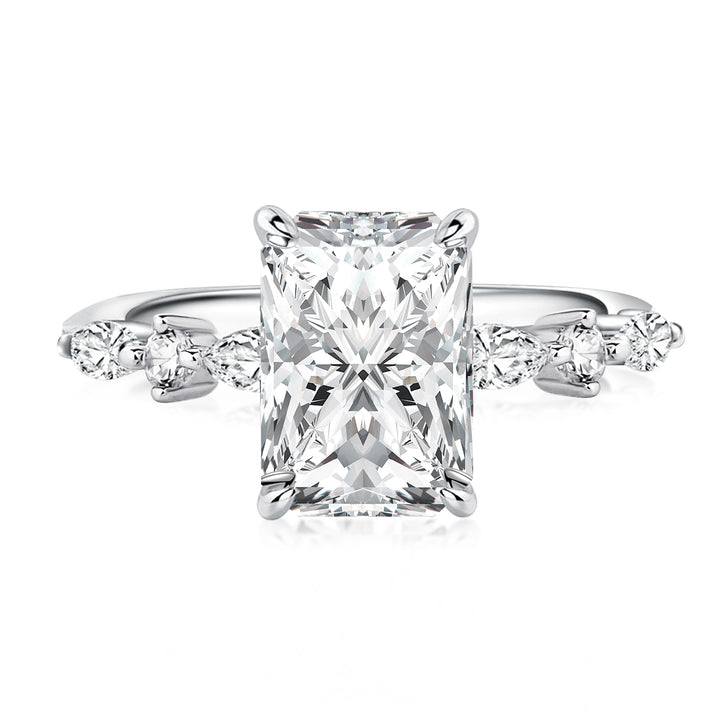 Rodiffy Moissanite 2.5Ct～3.5 Ct Radiant Cut White Gold Travel Ring For Women
